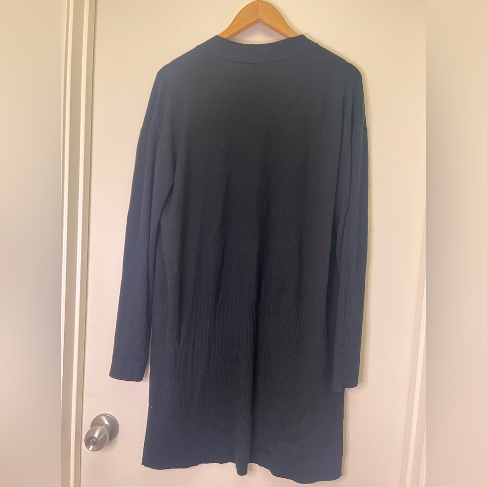 Splendid Black Duster Cardigan Long Open Front Cashmere Blend Lightweight Cozy - Picture 2 of 6